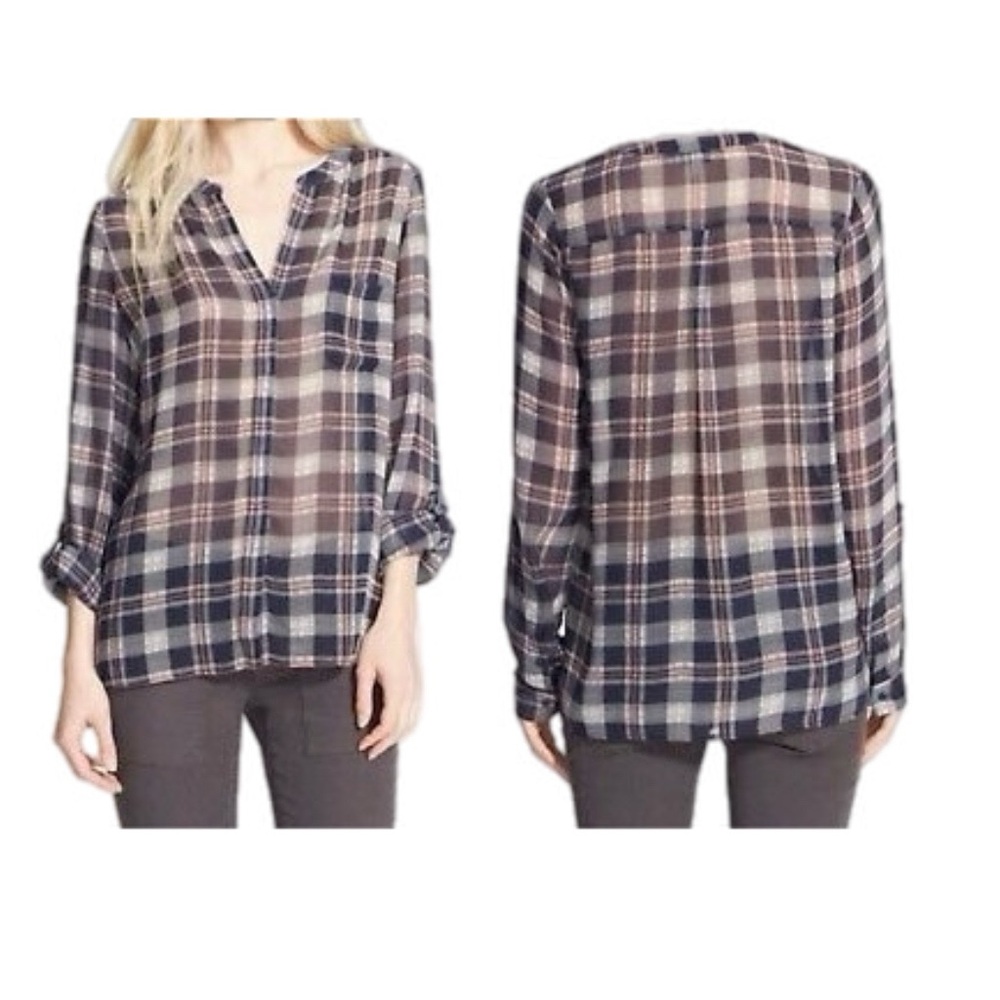 Joie Nura Silk Plaid Blouse